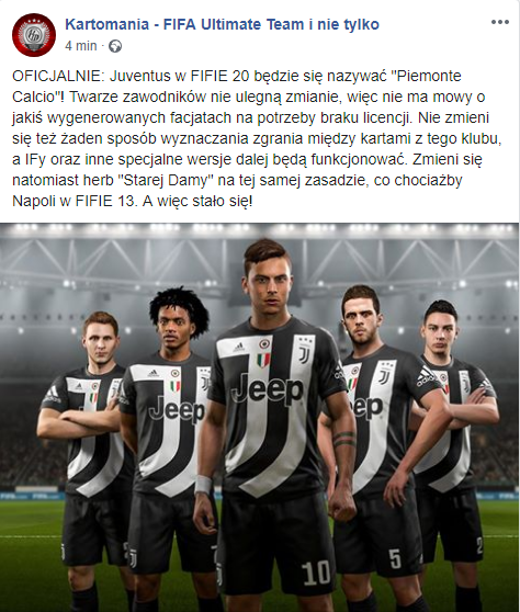 W grze FIFA 20 Juventus będzie miał INNĄ NAZWĘ